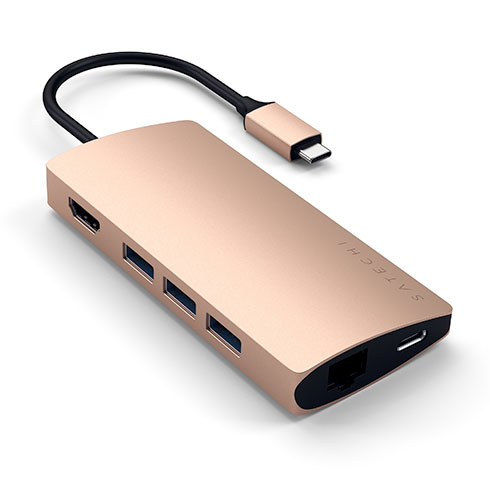 Satechi USB-C Multiport adaptér 4K 8ports V2 - Gold Aluminium 