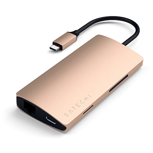 Satechi USB-C Multiport adaptér 4K 8ports V2 - Gold Aluminium 