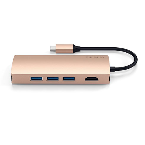 Satechi USB-C Multiport adaptér 4K 8ports V2 - Gold Aluminium 