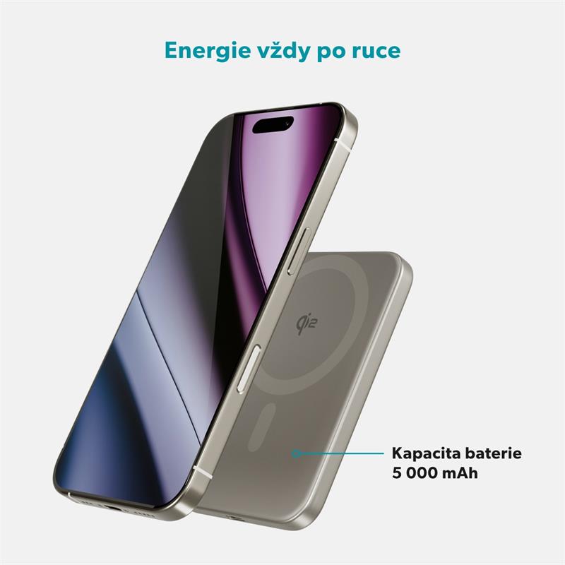 iStores by Epico UltraPack EM51 Qi2 5000 Slim Mag+ Powerbanka - titanová 