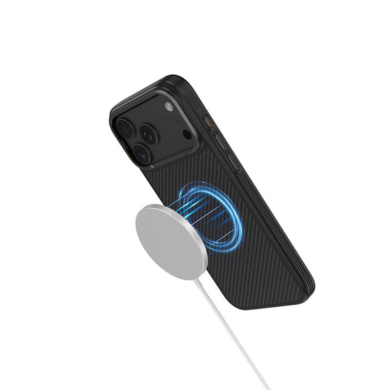 Comma kryt Kevlar Magnetic Shockproof Case pre iPhone 17 - Black 