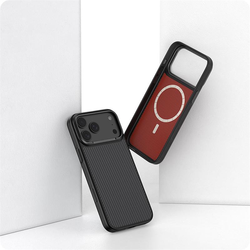 Comma kryt Kevlar Magnetic Shockproof Case pre iPhone 17 - Black 