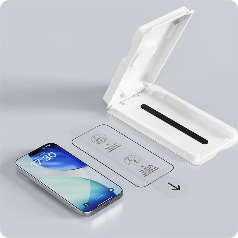 Devia ochranné sklo Van Series Crystal Diamond pre iPhone 17 Pro - Black Frame 