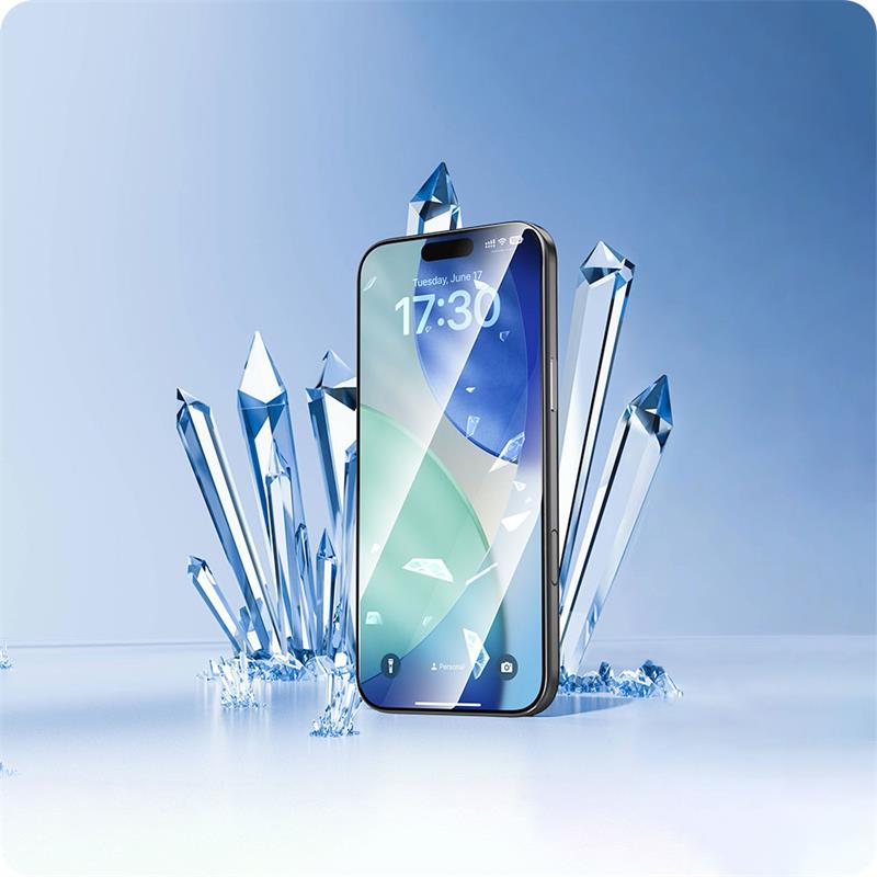 Devia ochranné sklo Van Series Crystal Diamond pre iPhone 17 Pro Max - Black Frame 