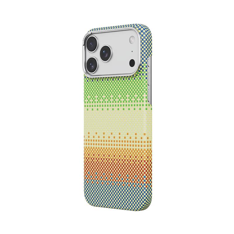 Comma kryt Woven Kevlar Magnetic Shockproof Case pre iPhone 17 Pro - Green Orange Light 