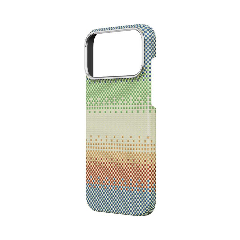 Comma kryt Woven Kevlar Magnetic Shockproof Case pre iPhone 17 Pro - Green Orange Light 