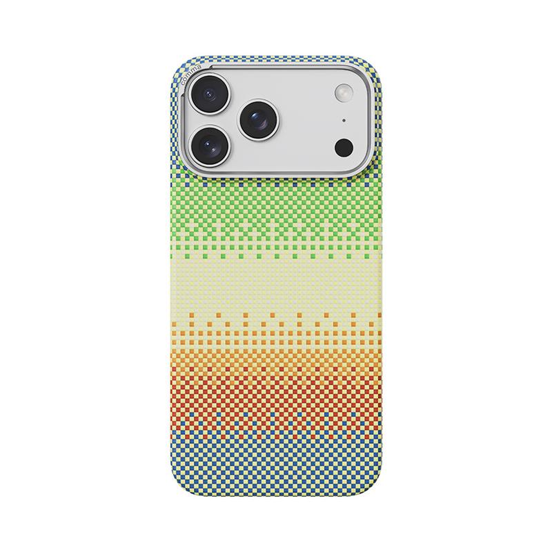 Comma kryt Woven Kevlar Magnetic Shockproof Case pre iPhone 17 Pro - Green Orange Light 