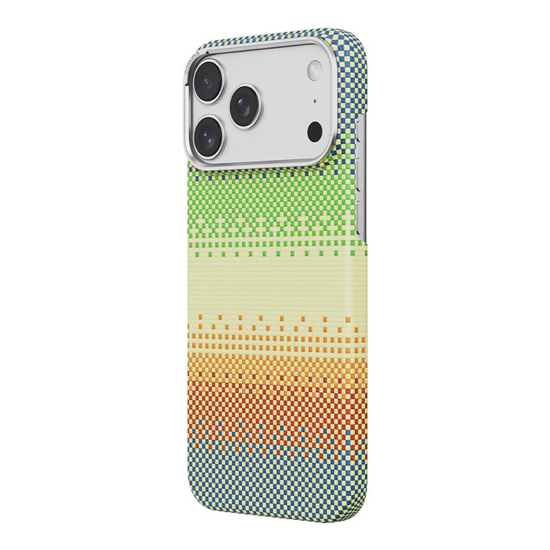 Comma kryt Woven Kevlar Magnetic Shockproof Case pre iPhone 17 Pro Max - Green Orange Light 