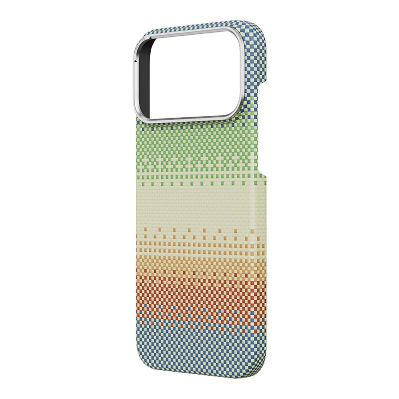 Comma kryt Woven Kevlar Magnetic Shockproof Case pre iPhone 17 Pro Max - Green Orange Light 