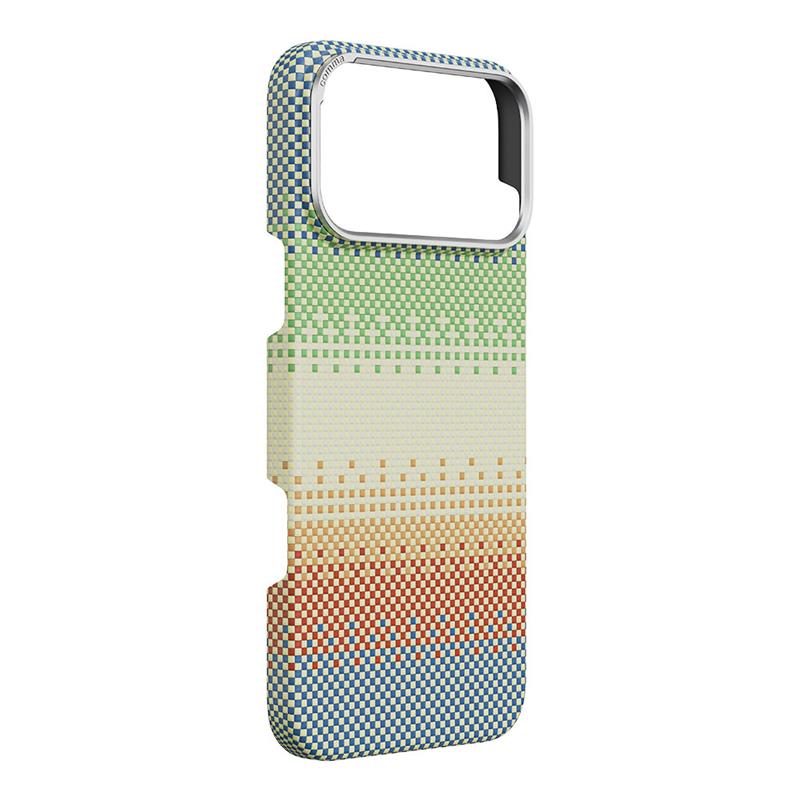 Comma kryt Woven Kevlar Magnetic Shockproof Case pre iPhone 17 Pro Max - Green Orange Light 