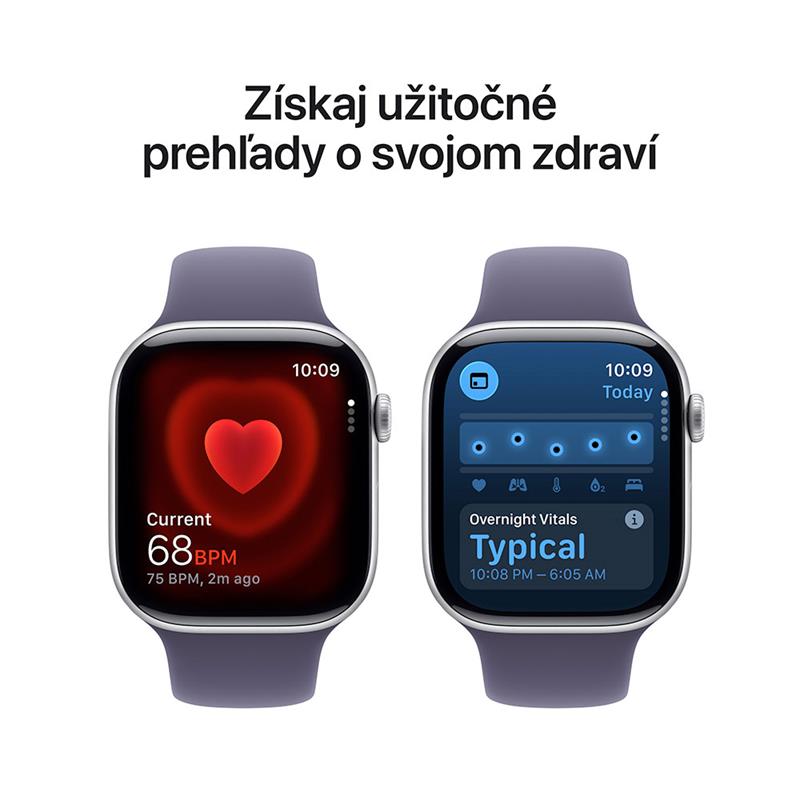 Apple Watch Series 11 GPS + Cellular 42mm Strieborný hliník s hmlovo fialovým športovým remienkom - M/L 