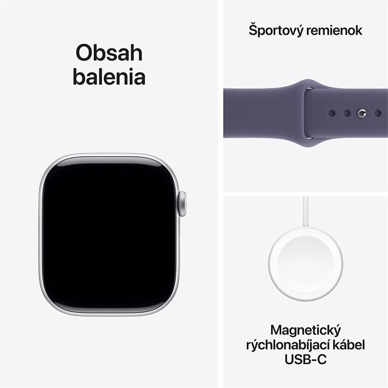 Apple Watch Series 11 GPS + Cellular 42mm Strieborný hliník s hmlovo fialovým športovým remienkom - M/L 