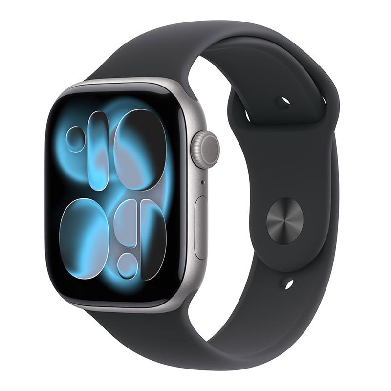 Apple Watch Series 11 GPS 46mm Kozmický sivý hliník s čiernym športovým remienkom - M/L 