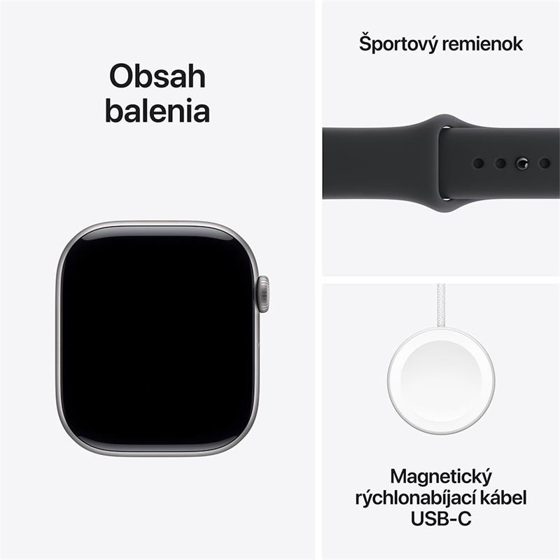 Apple Watch Series 11 GPS 42mm Kozmický sivý hliník s čiernym športovým remienkom - M/L 