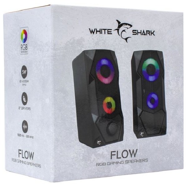 White Shark 2.0 FLOW speakers, RGB, black  