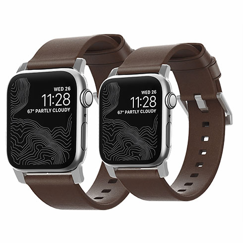 Nomad kožený remienok pre Apple Watch 38/40/41 mm - Modern Brown/Silver Hardware 