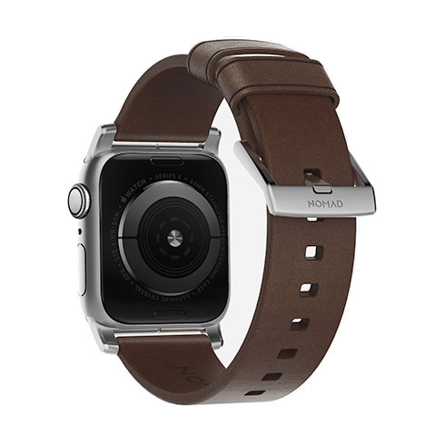 Nomad kožený remienok pre Apple Watch 38/40/41 mm - Modern Brown/Silver Hardware 