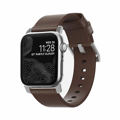 Nomad kožený remienok pre Apple Watch 38/40/41 mm - Modern Brown/Silver Hardware 