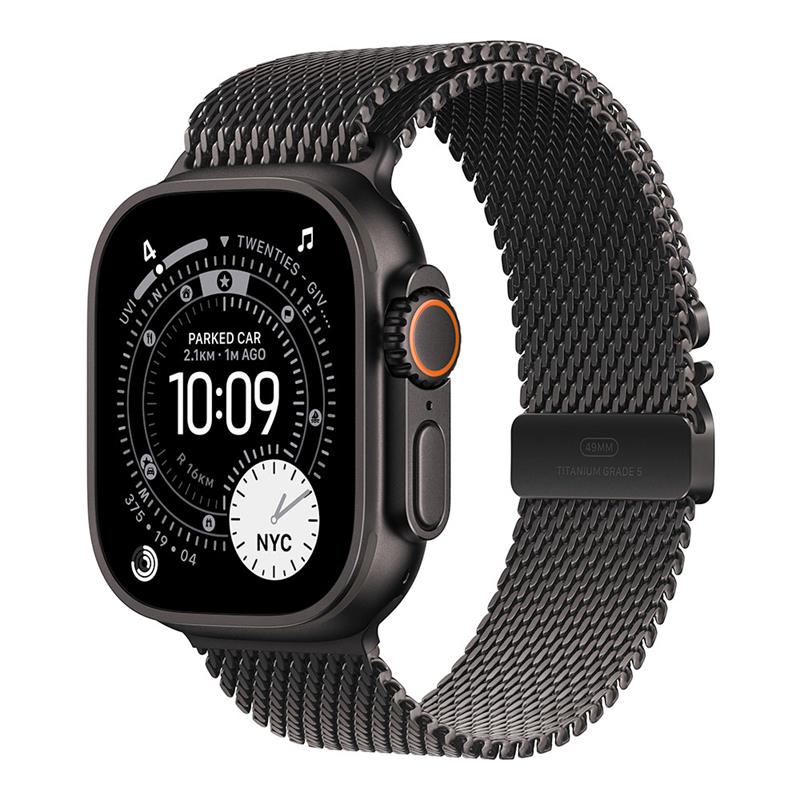 Apple Watch Ultra 3 GPS + Cellular 49mm Čierny titán s čiernym titánovým milánskym ťahom - Medium *Rozbalený* 