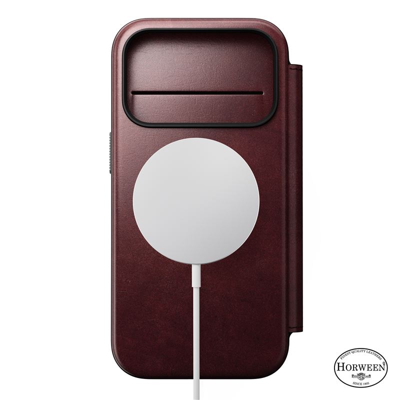 Nomad puzdro Modern Leather Folio Magsafe Horween pre iPhone 17 Pro - Burgundy Chromexcel 