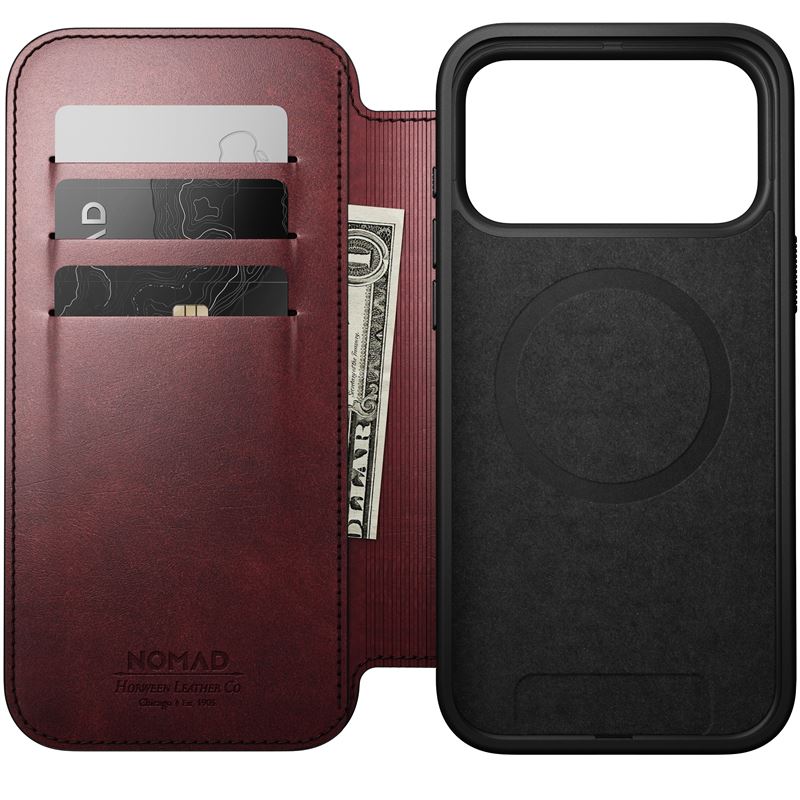 Nomad puzdro Modern Leather Folio Magsafe Horween pre iPhone 17 Pro Max - Burgundy Chromexcel 