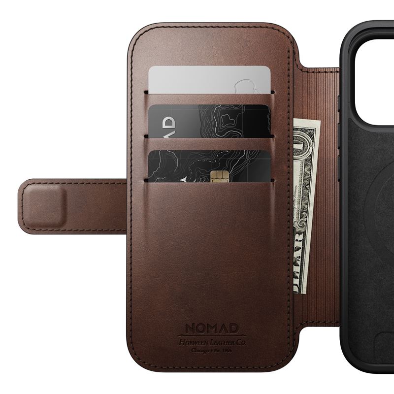 Nomad puzdro Modern Leather Folio Magsafe Horween pre iPhone 17 Pro - Rustic Brown 