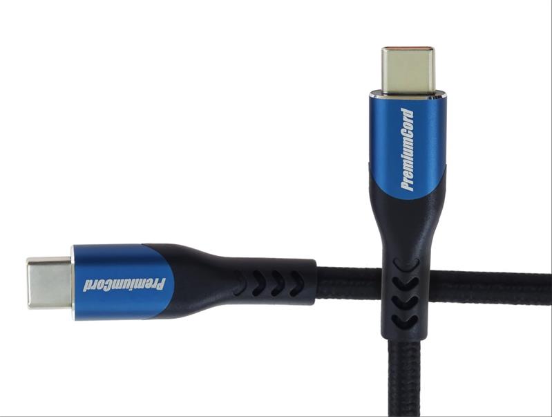 PremiumCord USB-C kábel ( USB 3.2 GEN 2x2, 5A, 100W, 20Gbit/s ) bavlnený oplet, 2m 