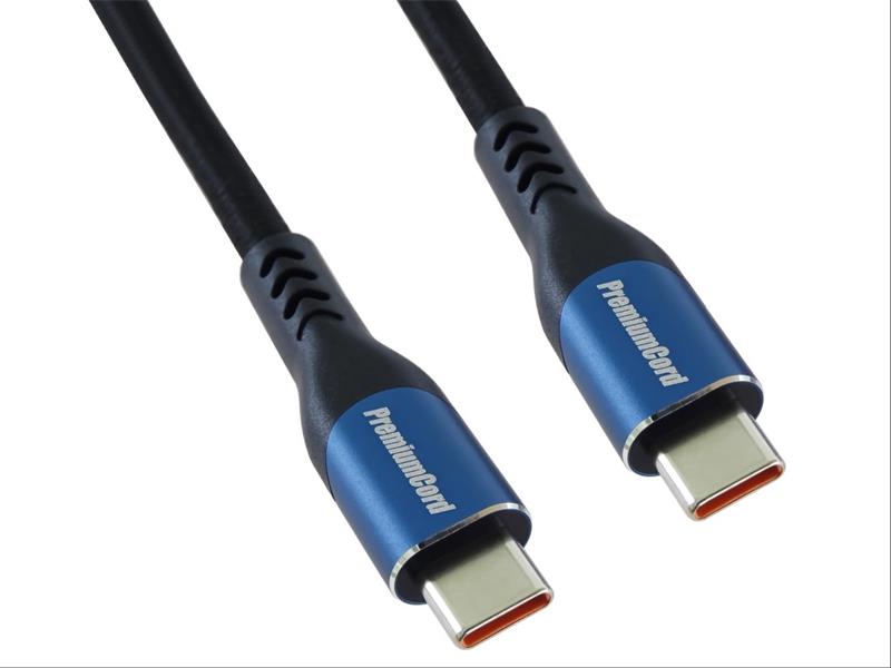 PremiumCord USB-C kábel ( USB 3.2 GEN 2x2, 5A, 100W, 20Gbit/s ) bavlnený oplet, 2m 