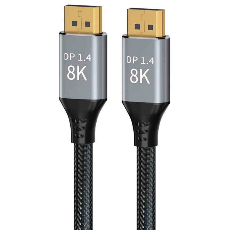 PremiumCord DisplayPort 1.4 8K prípojný kábel, kovové a pozlátené konektory, 2m 