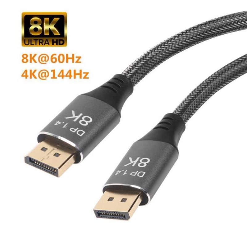 PremiumCord DisplayPort 1.4 8K prípojný kábel, kovové a pozlátené konektory, 2m 