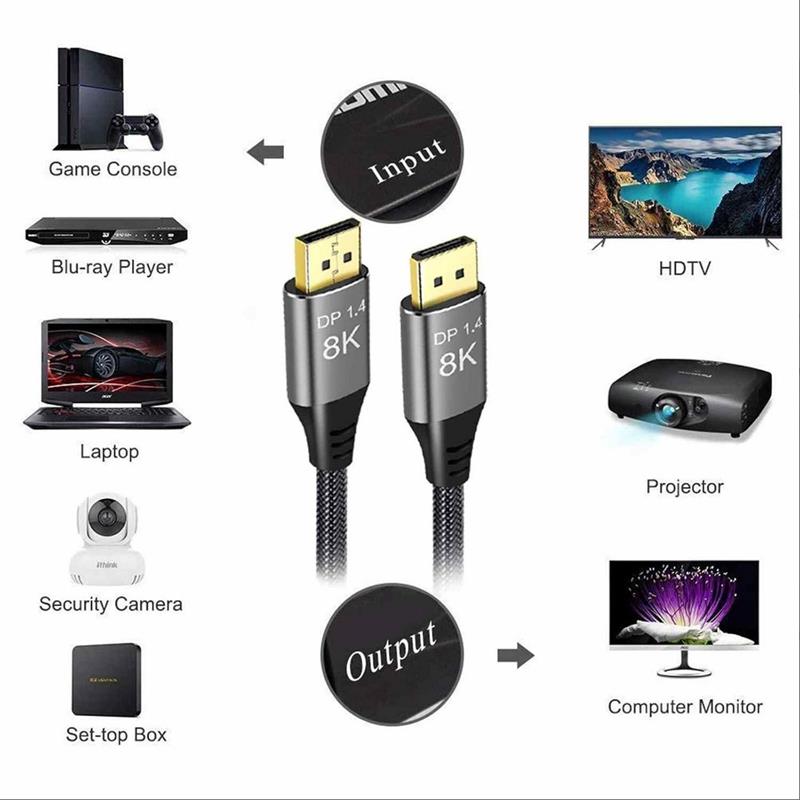 PremiumCord DisplayPort 1.4 8K prípojný kábel, kovové a pozlátené konektory, 2m 