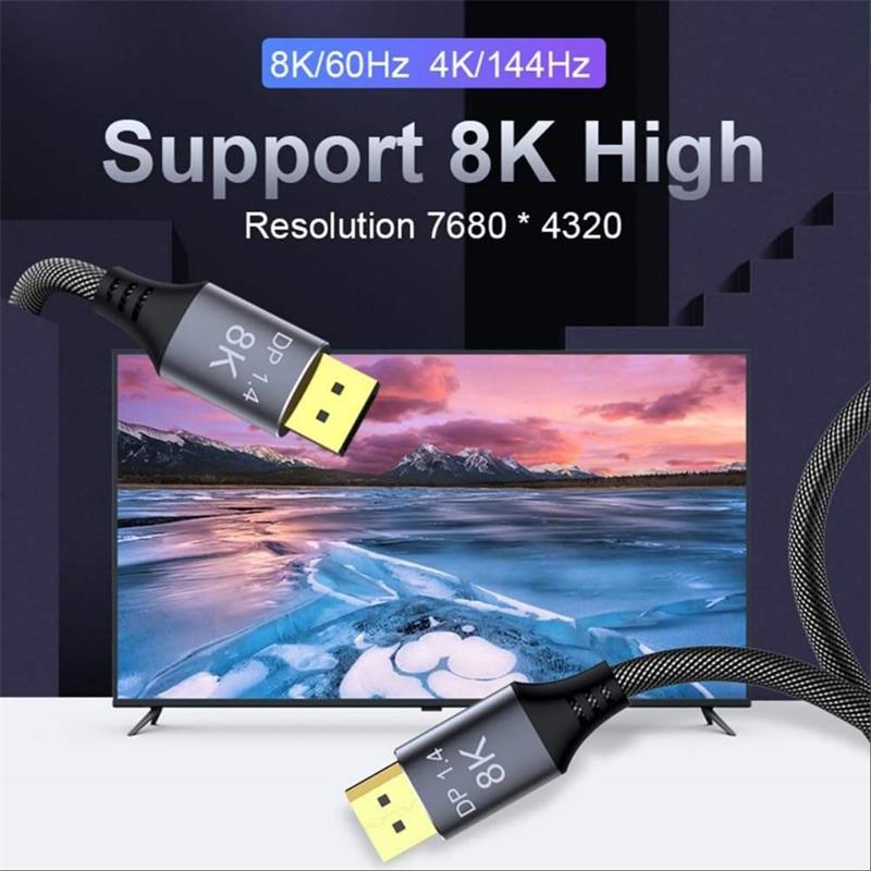 PremiumCord DisplayPort 1.4 8K prípojný kábel, kovové a pozlátené konektory, 3m 