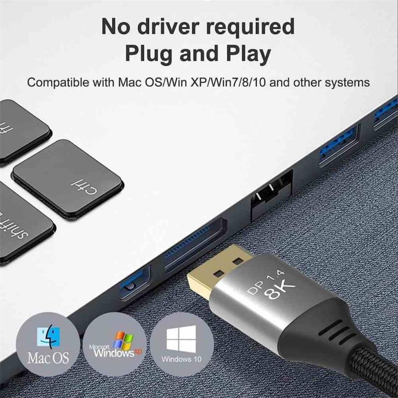 PremiumCord DisplayPort 1.4 8K prípojný kábel, kovové a pozlátené konektory, 3m 