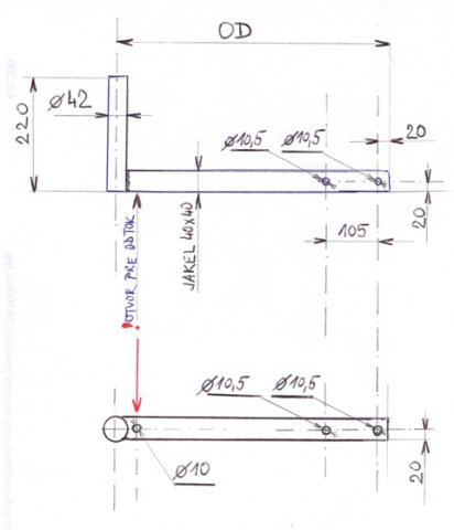 CSAT   KBV370+2Z5M   konzola na stožiar dľžka 22cm - odsadenie 37cm 