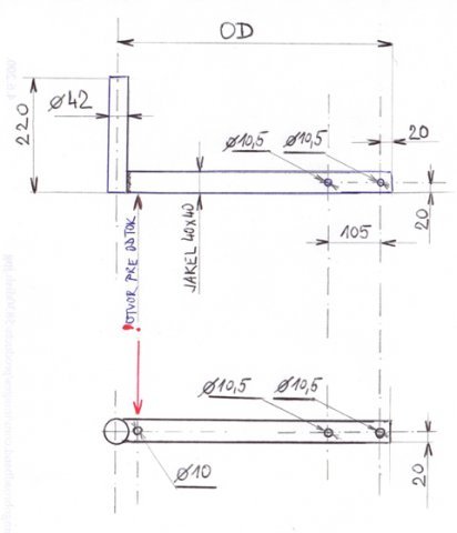 CSAT   KBV700+2Z5M   konzola na stožiar dľžka 22cm - odsadenie 70cm 