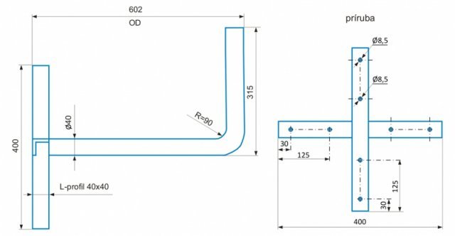 CSAT   KK600, krížová konzola  60cm od steny 