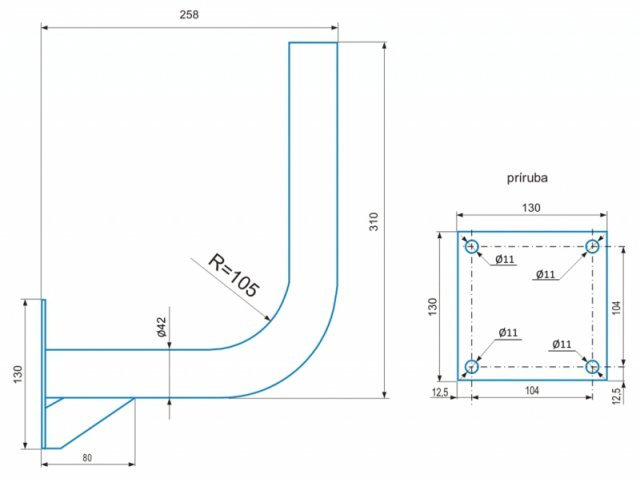 CSAT   KS1M  konzola masívna na stenu, trubku, stožiar - 25cm od steny 