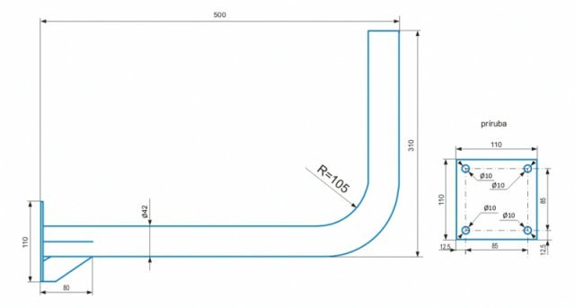 CSAT   KS2 + 2x2Z1 konzola na stenu, trubku, stožiar - 50cm od steny 