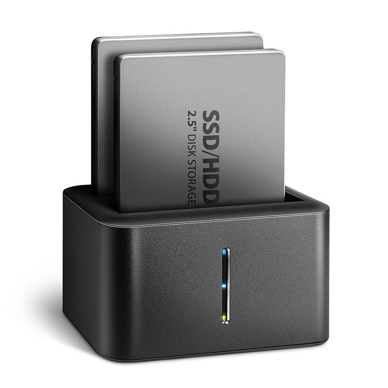 AXAGON ADSA-D25, USB 3.2 Gen 1 - 2x SATA 6G 2,5" SSD/HDD CLONE MINI dokovacia stanica 