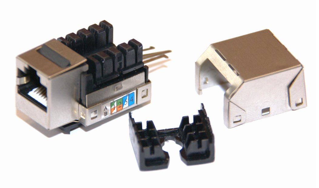 OEM keystone Cat5e, tieneny STP, kolmá svork., typ UNI 110, strieborný 