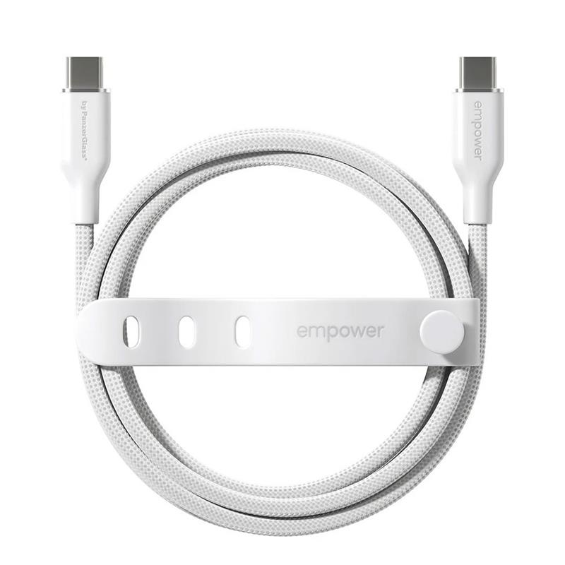PanzerGlass kábel EMPOWER Racing USB-C to USB-C 1.2m 60W - White 