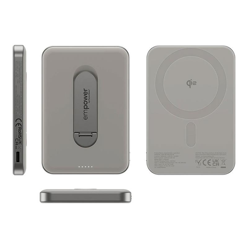 PanzerGlass EMPOWER Wireless Qi2 Powerbank 5.000 mAh with Stand - Titanium 