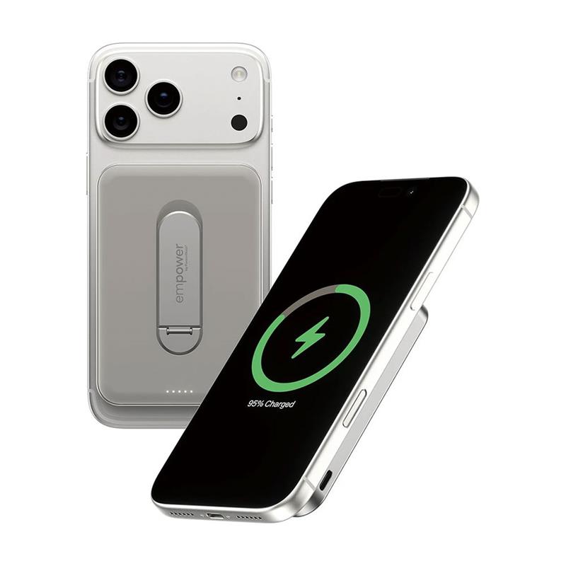 PanzerGlass EMPOWER Wireless Qi2 Powerbank 5.000 mAh with Stand - Titanium 
