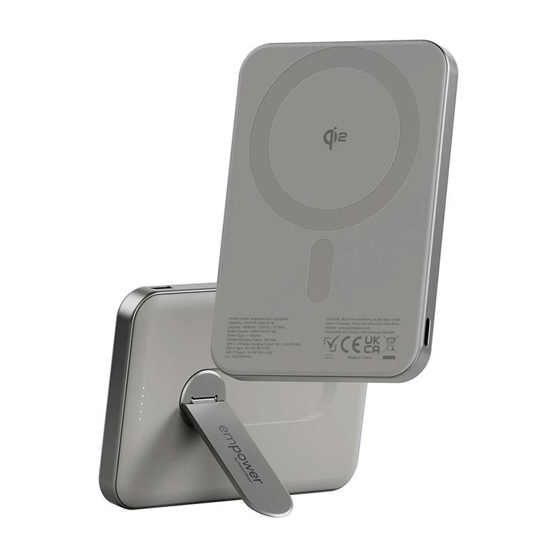 PanzerGlass EMPOWER Wireless Qi2 Powerbank 5.000 mAh with Stand - Titanium 