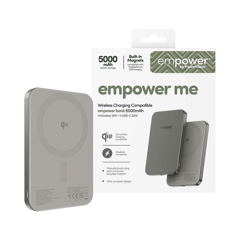 PanzerGlass EMPOWER Wireless Qi2 Powerbank 5.000 mAh - Titanium 