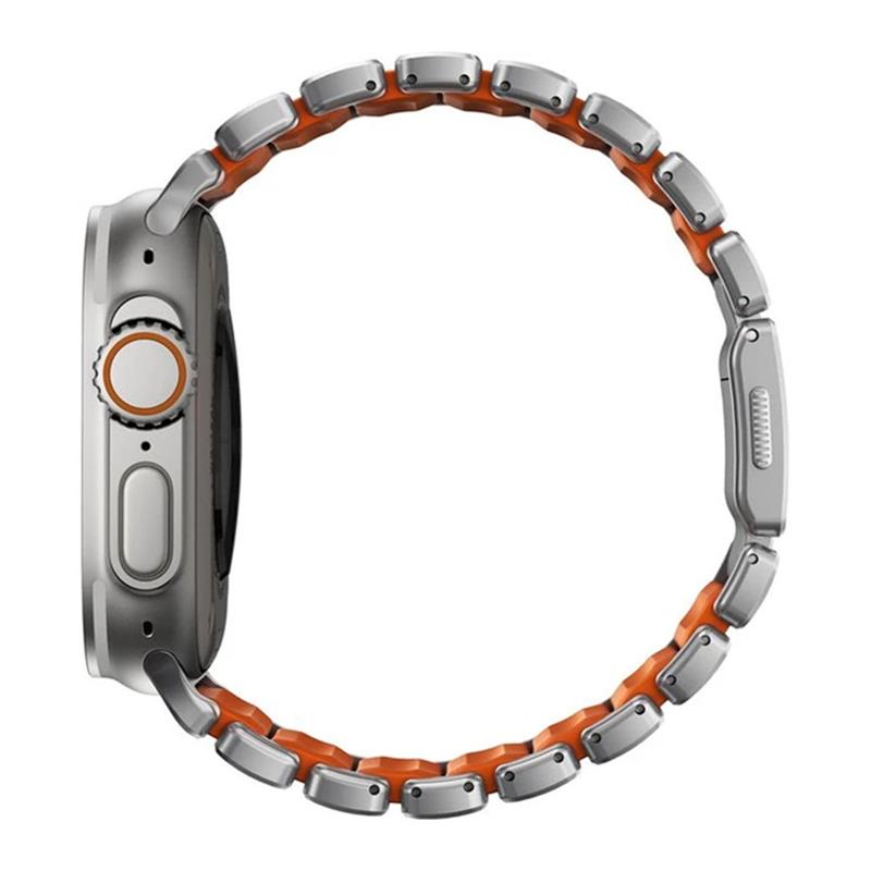Nomad remienok Stratos pre Apple Watch 44-49mm - Ultra Orange/Natural Hardware 