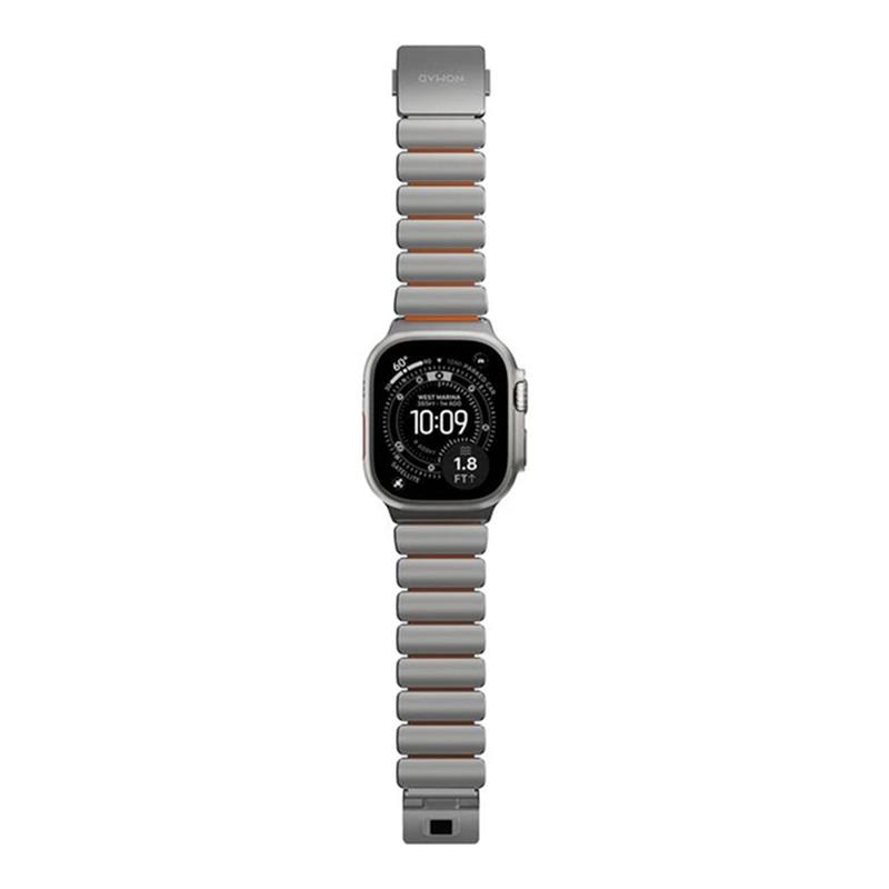 Nomad remienok Stratos pre Apple Watch 44-49mm - Ultra Orange/Natural Hardware 