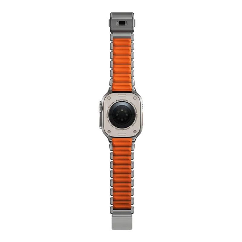Nomad remienok Stratos pre Apple Watch 44-49mm - Ultra Orange/Natural Hardware 
