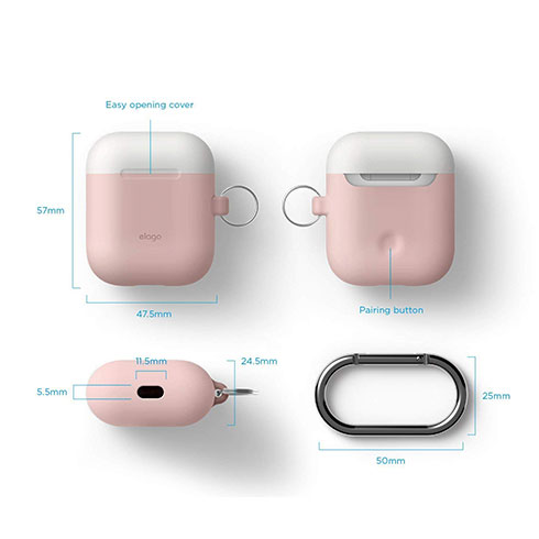 Elago Airpods Silicone Duo Hang Case - Pink/ White, Pastel Blue 