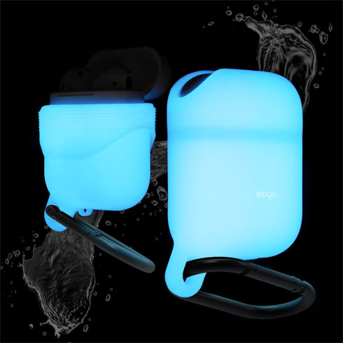 Elago Airpods Silicone Duo Hang Case - NightGlow/Italian Rose, Coral Blue 